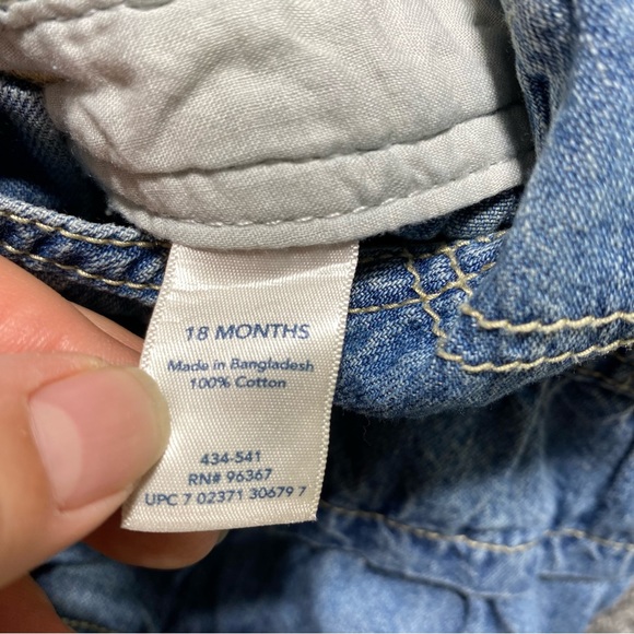 Vtg Osh Kosh Jean Overall Denim Dress Vestbak Tiered 18M - Picture 7 of 9